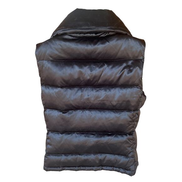 Talbots Down Puffer High Neck Puffer Vest Black Sheen Zip Front w/Snaps Womens M - Picture 6 of 8